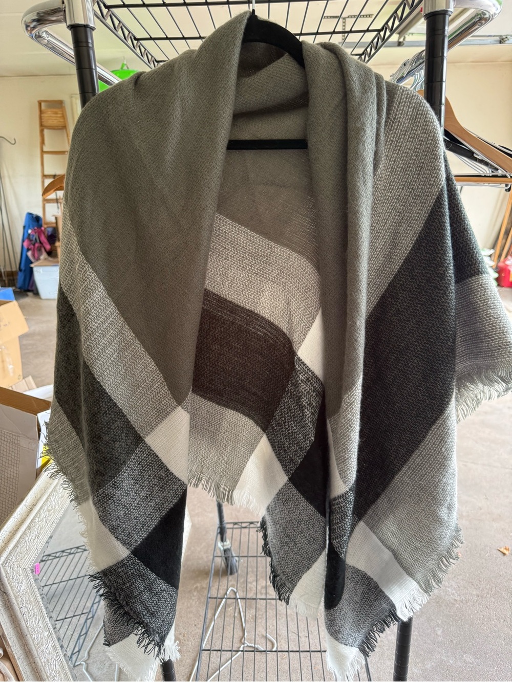Women’s Shawl or Wrap - Gray, Black & White